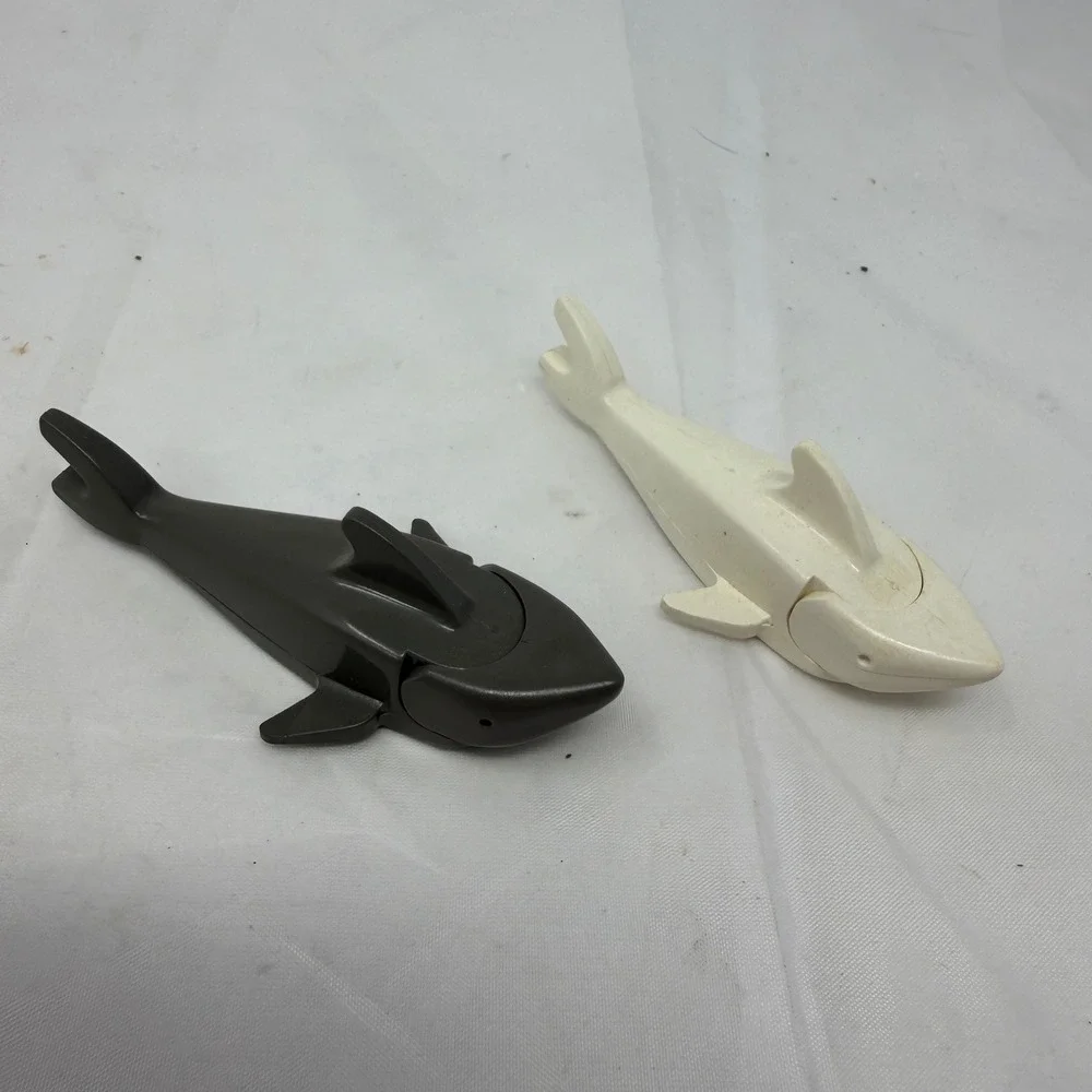 LEGO Shark Figures Lot of 2 Dark Gray White Hinged Jaw Animal 2547 Pirates Diver